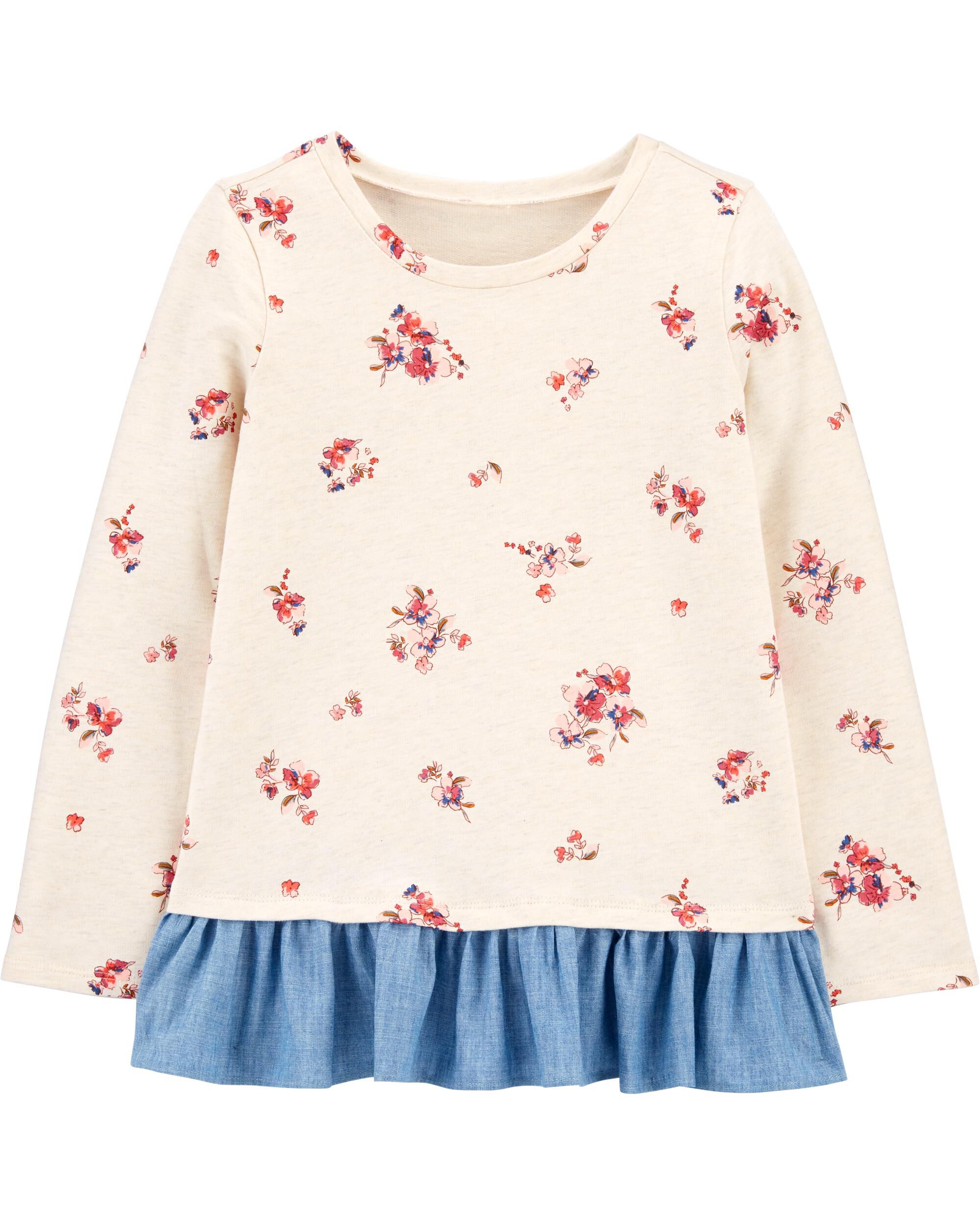 *CLEARANCE* Floral Ruffle-Hem Pullover