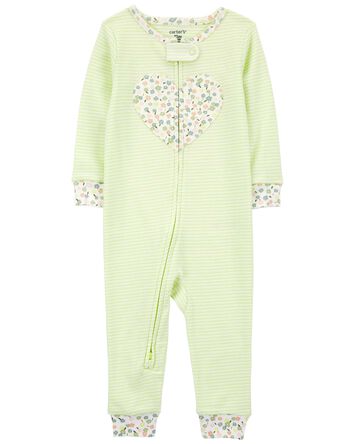 Toddler 1-Piece Heart 100% Snug Fit Cotton Footless Pajamas