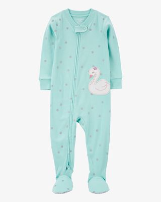 Product image 1 of Baby 1-Piece Swan Print 100% Snug Fit Cotton Footie Pajamas