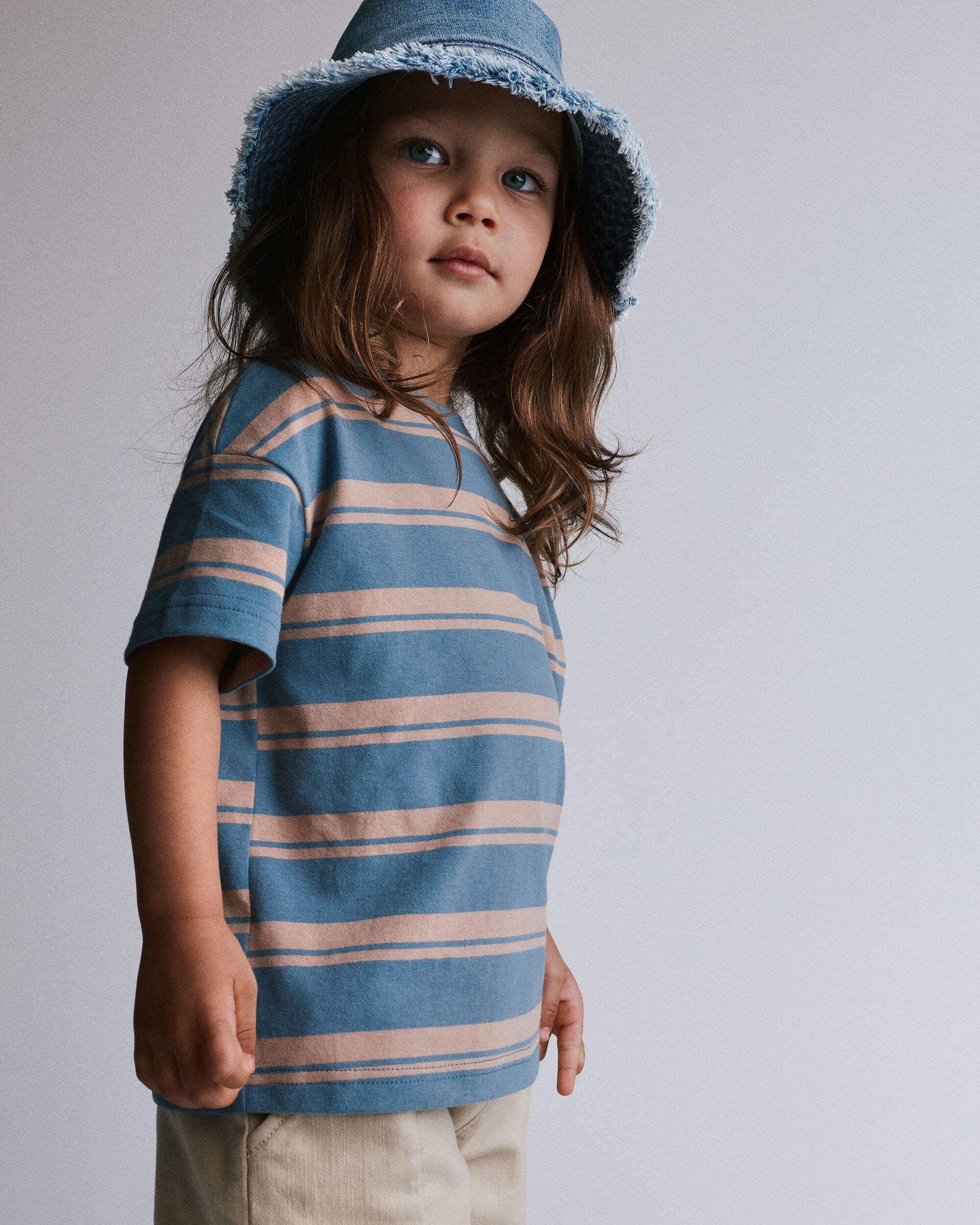 Otter Avenue Toddler Relaxed Tee in Stripes 12M Slate Blue/Brown