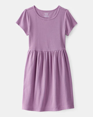 Product image 1 of Kid Ribbed Short-Sleeve Dress - Purple