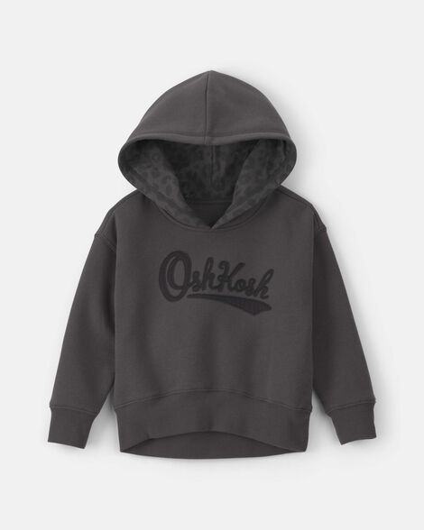 Toddler Girl Cheetah Fleece Logo Hoodie - Black