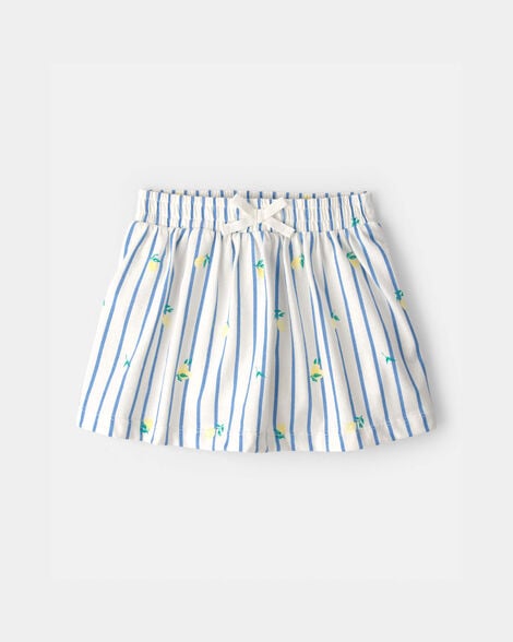 toddler girl lemon striped skort - blue/ivory