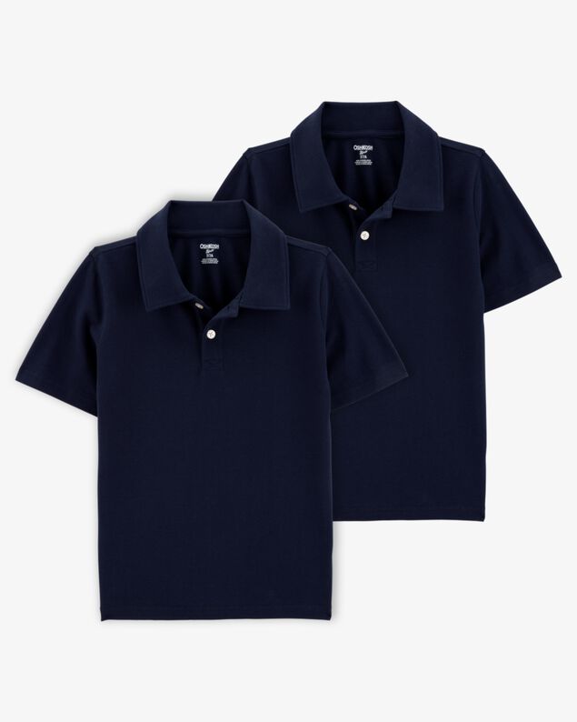 Product image 1 of Kid 2-Pack Pique Uniform Polo Shirts - Navy