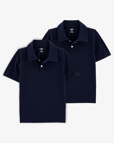 Product image 1 of Kid 2-Pack Pique Uniform Polo Shirts - Navy