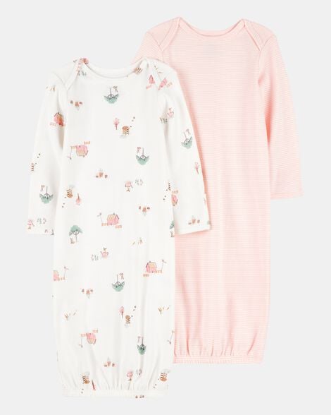 baby 2-pack sleeper gowns - pink