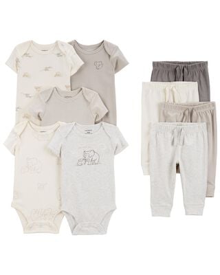 Product image 1 of Baby 9-Piece Short-Sleeve Bodysuits & Pull-On Pants Set