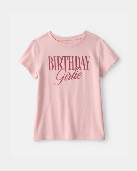 girls 'birthday girlie' graphic tee - pink