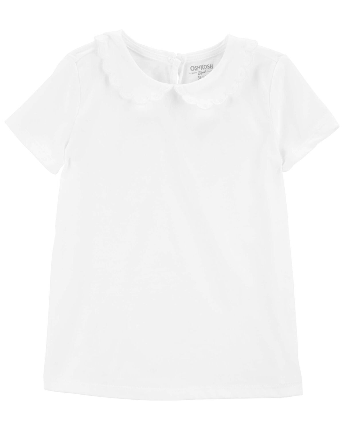 White Toddler Scalloped Peter Pan Collar Jersey Tee