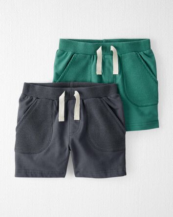 Toddler 2-Pack Organic Cotton Waffle Knit Shorts