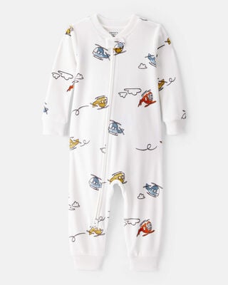 Toddler Boy Dragon 100% Cotton Long-Sleeve 1-Piece Pajamas - Blue