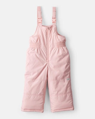 Toddler Girl 2-Piece Color Block Hooded Snowsuit Jacket & Bib Set - Pink/Red