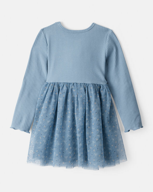 Product image 2 of Toddler Girl Floral Print Long-Sleeve Dress - Blue