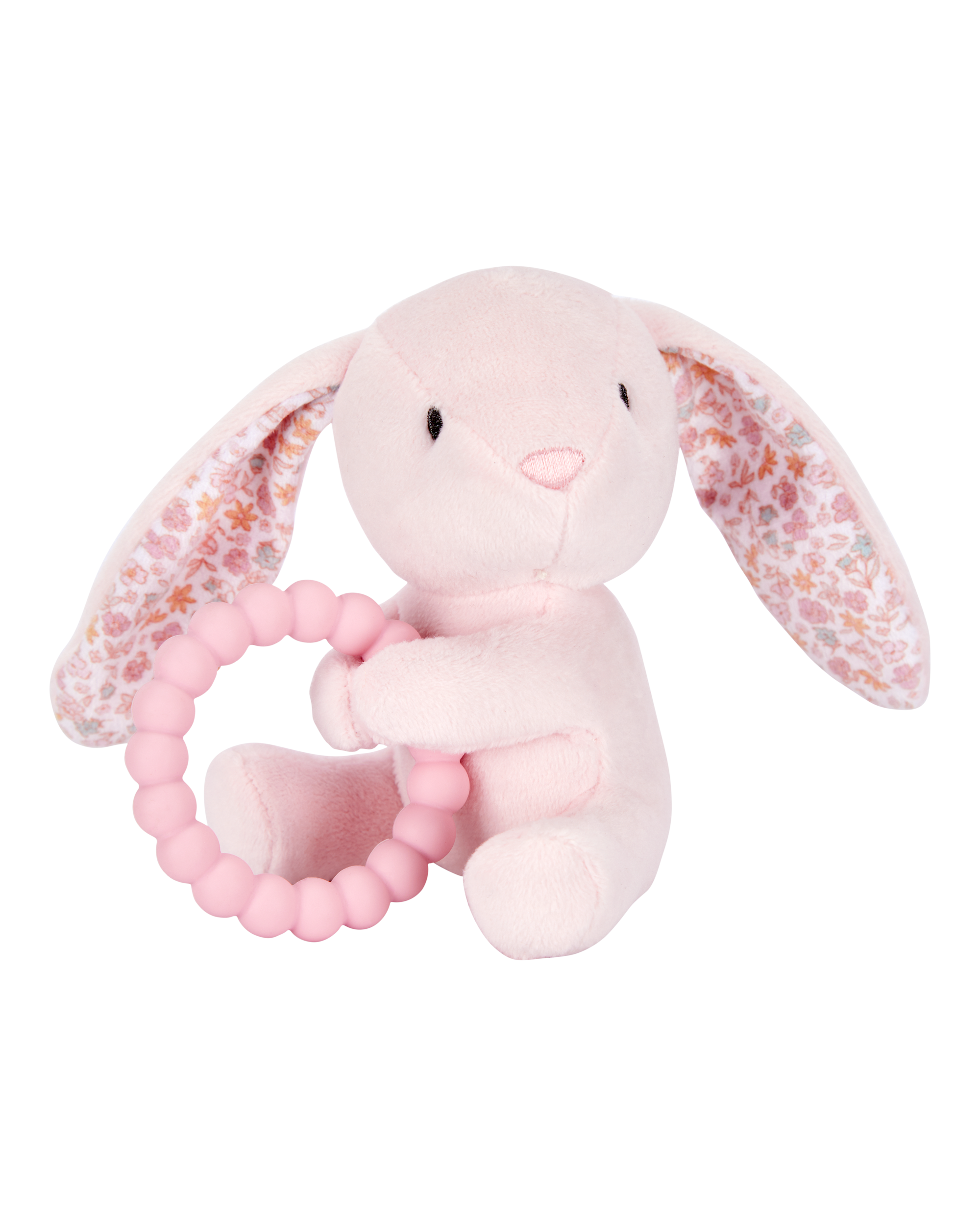 Baby Bunny Plush With Teether - Pink