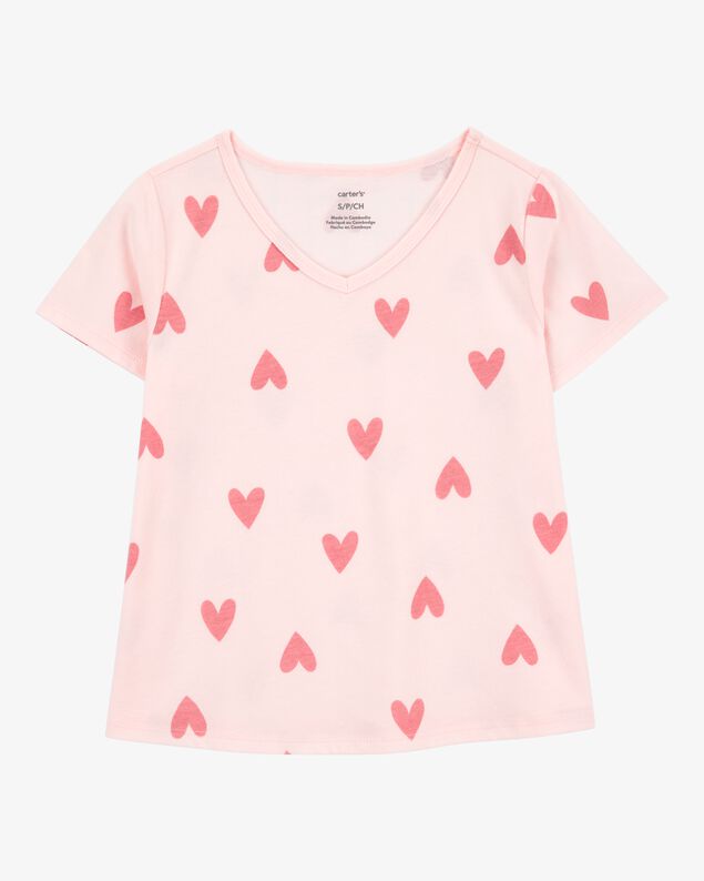 Product image 1 of Kid Heart Print Short-Sleeve Fashion Top - Pink