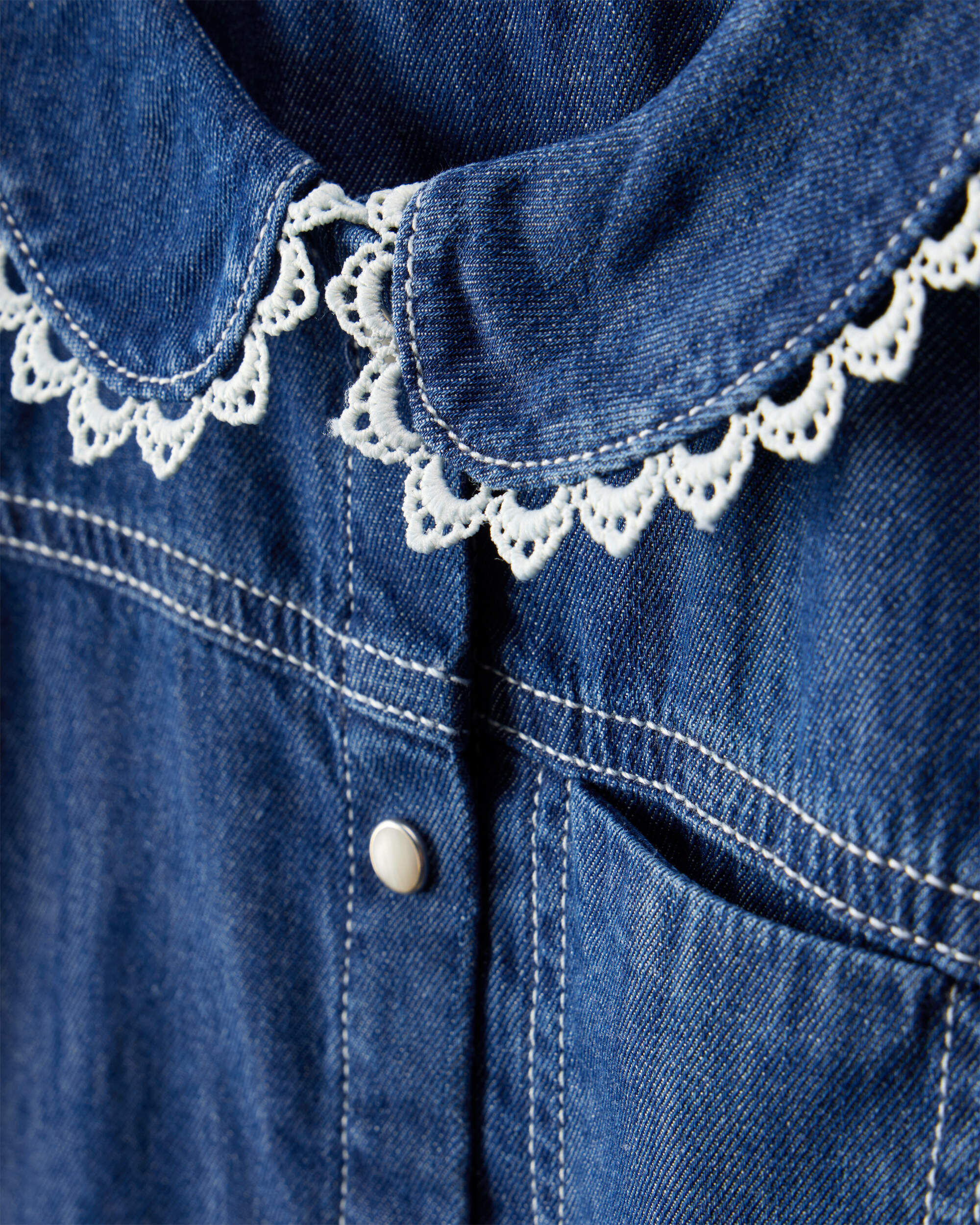 Baby Girl Western Denim Long-Sleeve Top - Blue