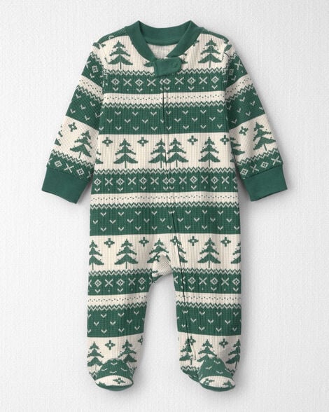 Baby Fair Isle Waffle Knit Sleep & Play Pajamas Made with Organic Cotton