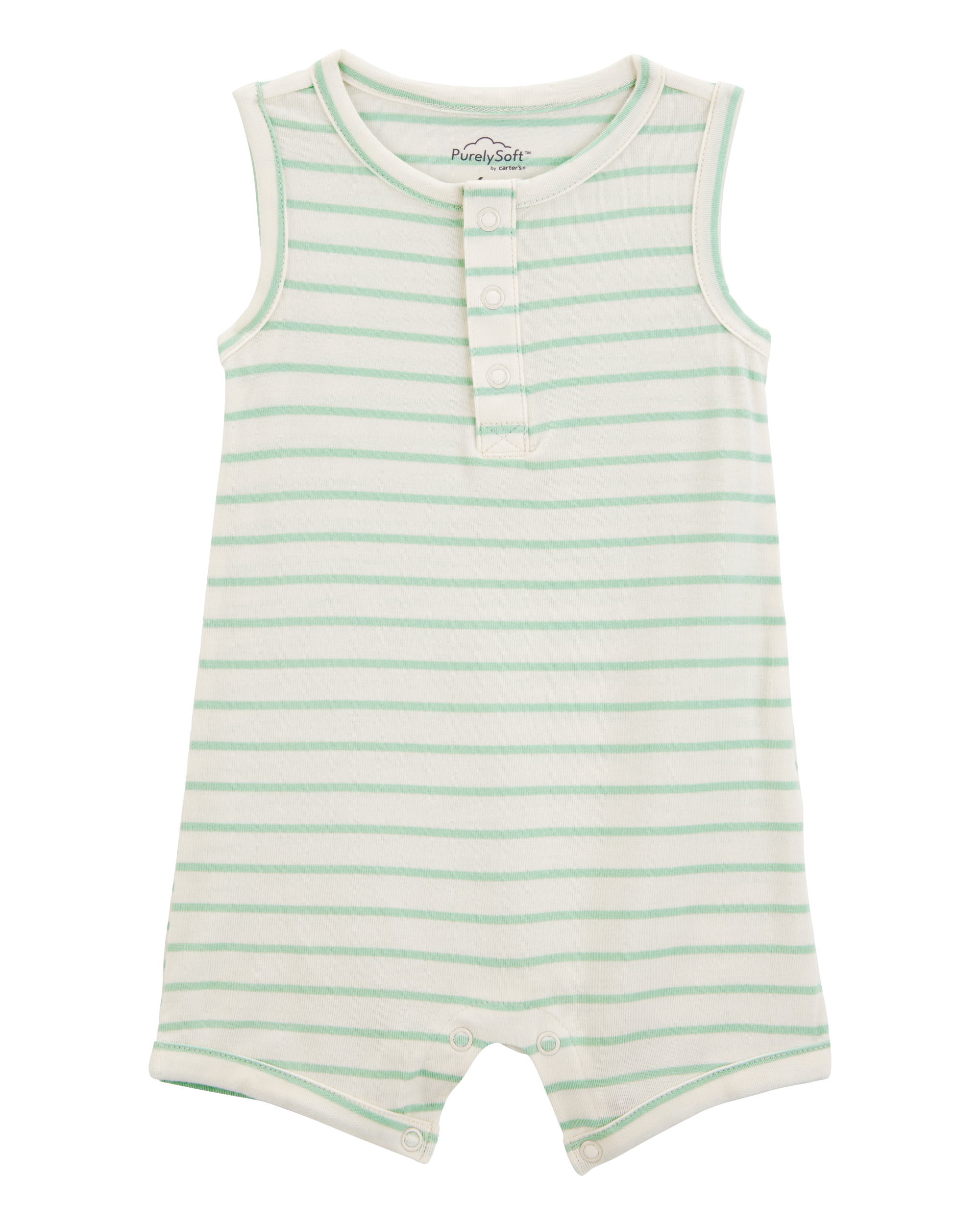 Baby Boy Striped PurelySoft Romper - Green