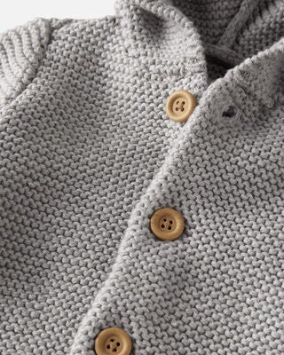 Product image 2 of Baby Organic Signature Stitch Cardigan in Gray
