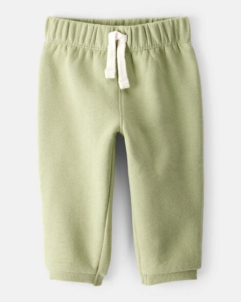 baby boy daydream fleece pull-on pants - green