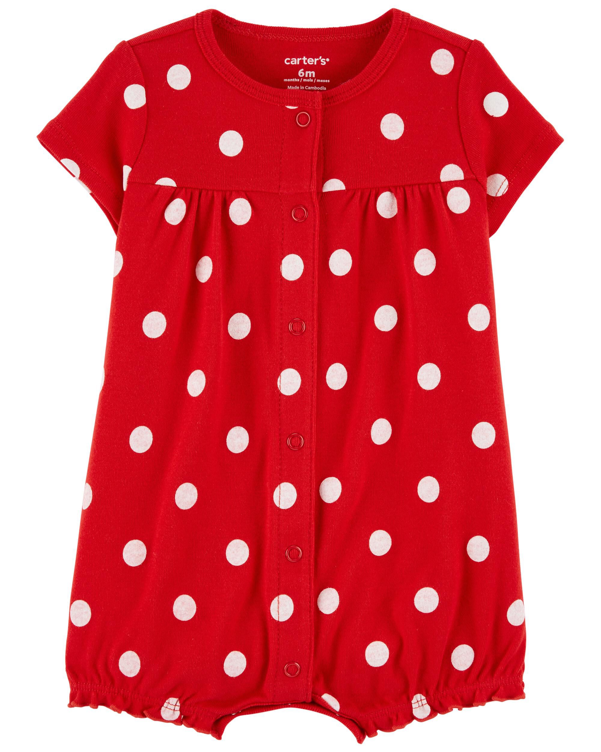 Baby Red Polka Dot Snap-Up Romper 
