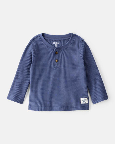 Product image 1 of Baby Boy Long-Sleeve Thermal Henley Shirt - Blue