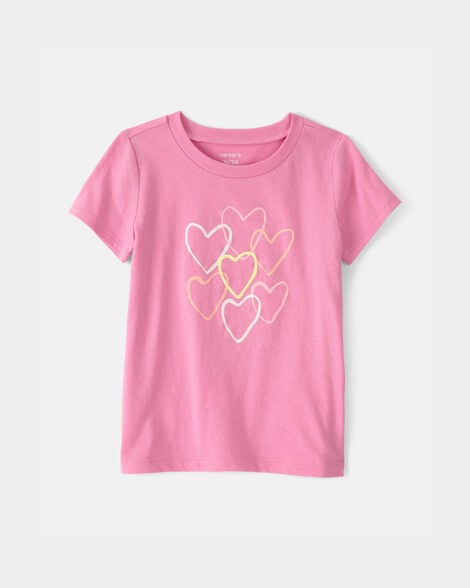 toddler girl heart graphic tee - pink