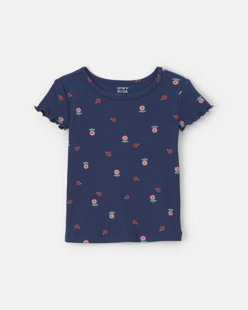 Carter's toddler girl floral rib top 12M Navy Blue