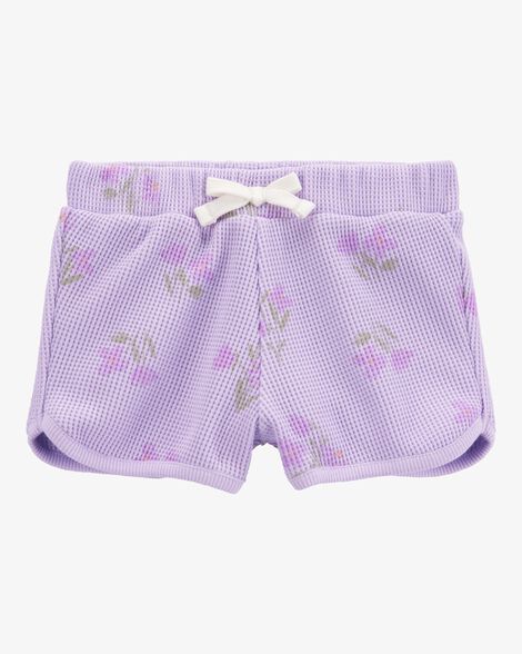  Product image 1 of Toddler Floral Waffle Knit Shorts - Purple