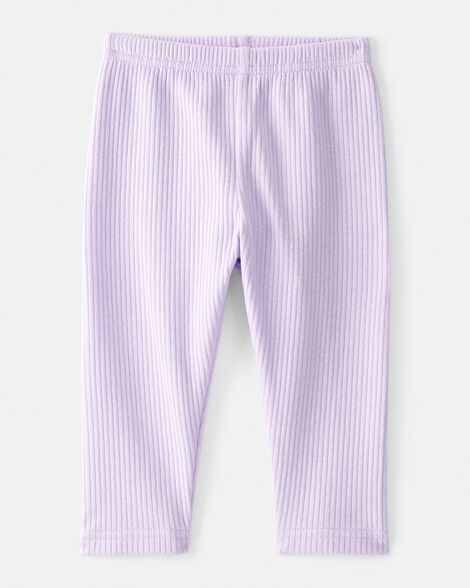 baby girl pull-on stretch rib leggings - purple