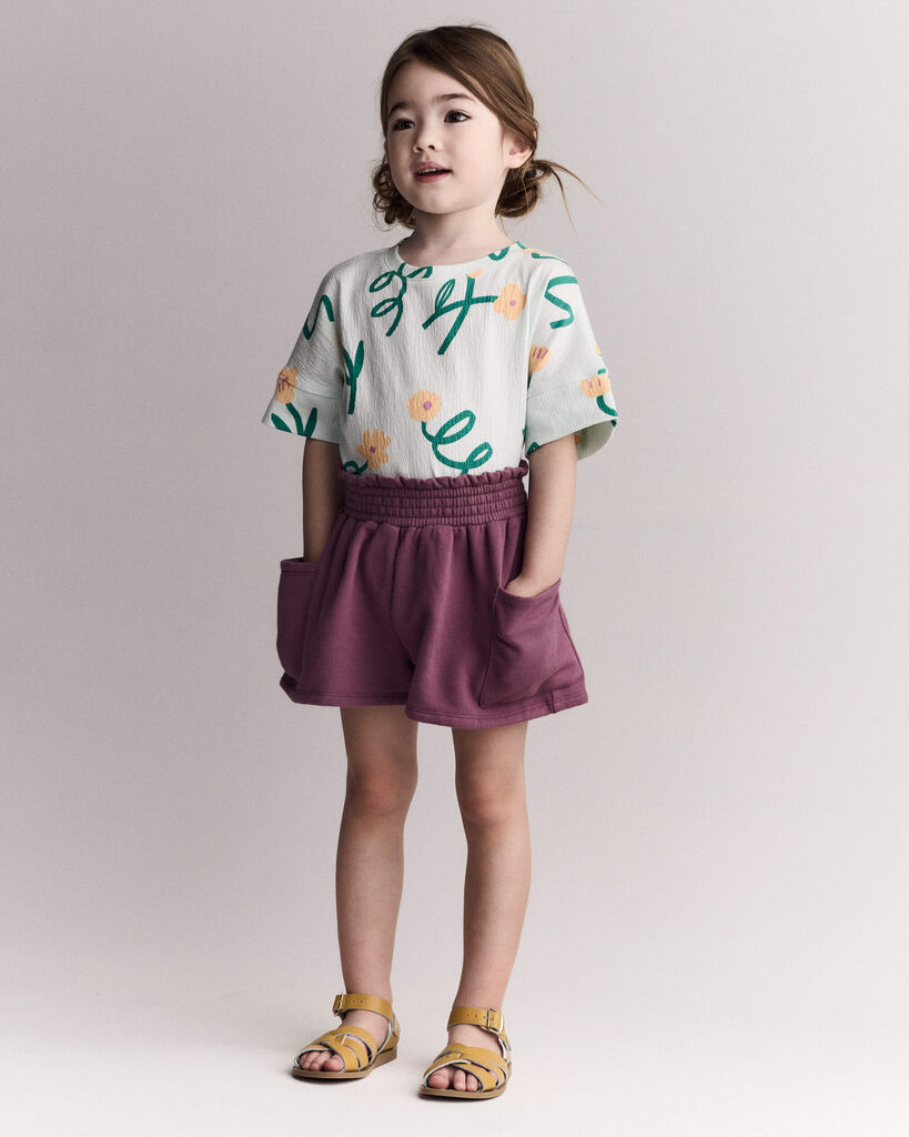 Otter Avenue Toddler Girl High-Low Dolman Tee in Floral Print 12M Light Green
