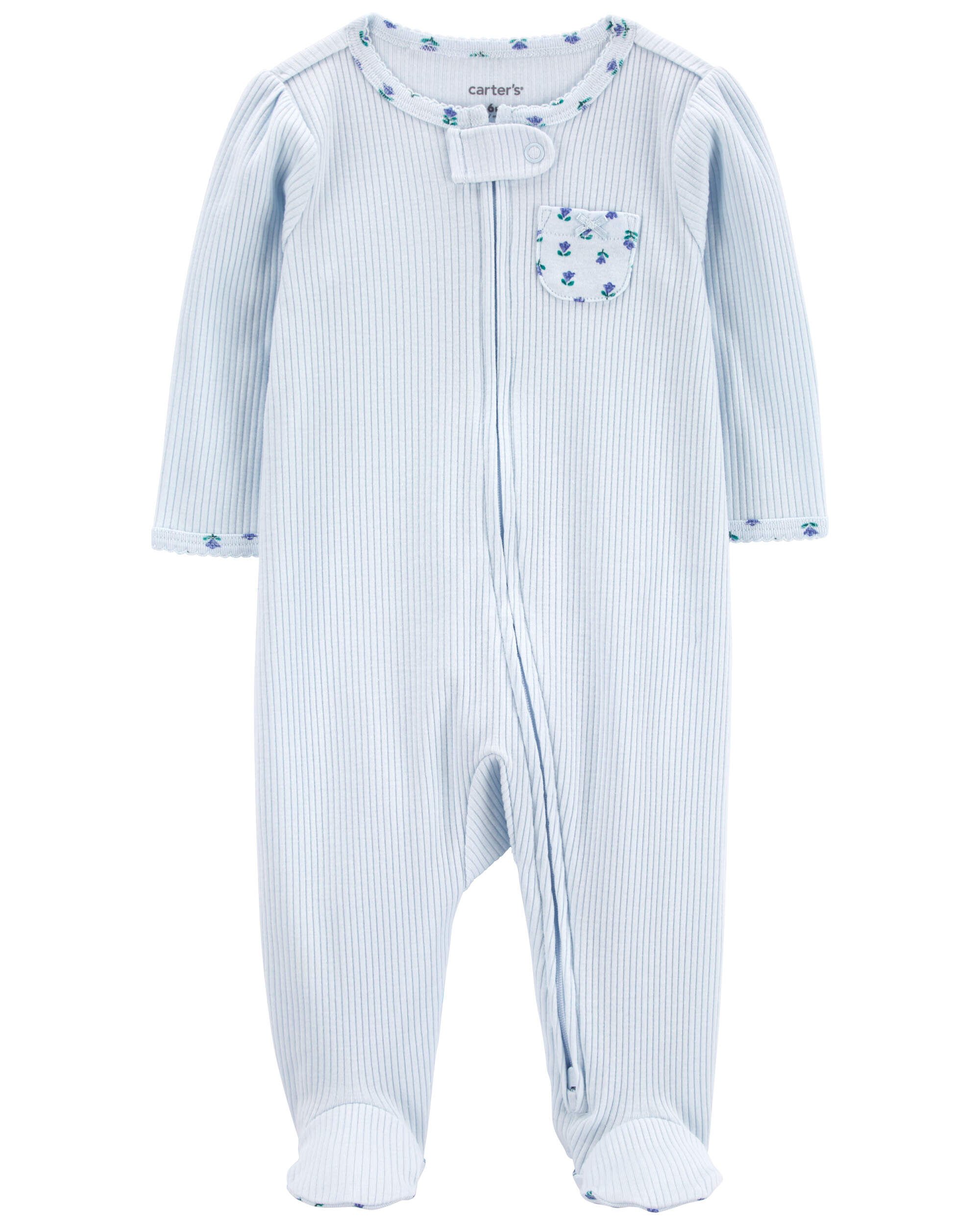 Baby Girl Mini Floral 2-Way Zip Ribbed Sleep & Play Pajamas