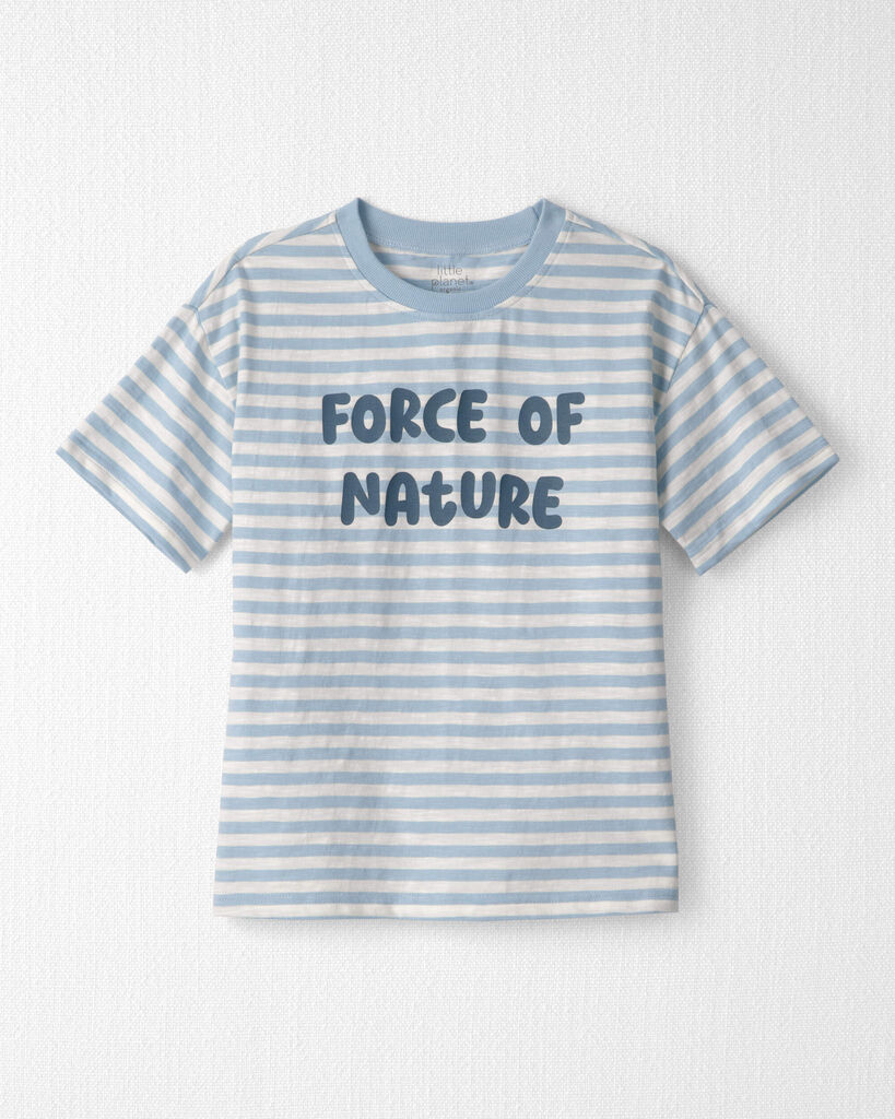 Little Planet Kids Organic Cotton 'Force of Nature' Tee in Stripes 6 Blue Stripes