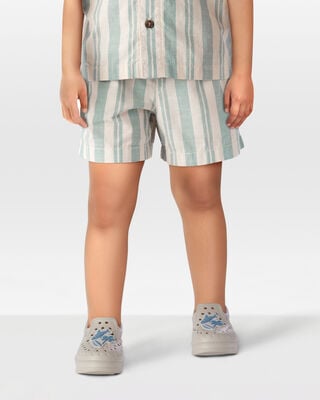 Product image 2 of Toddler Striped Pull-On Shorts - Green/Cream