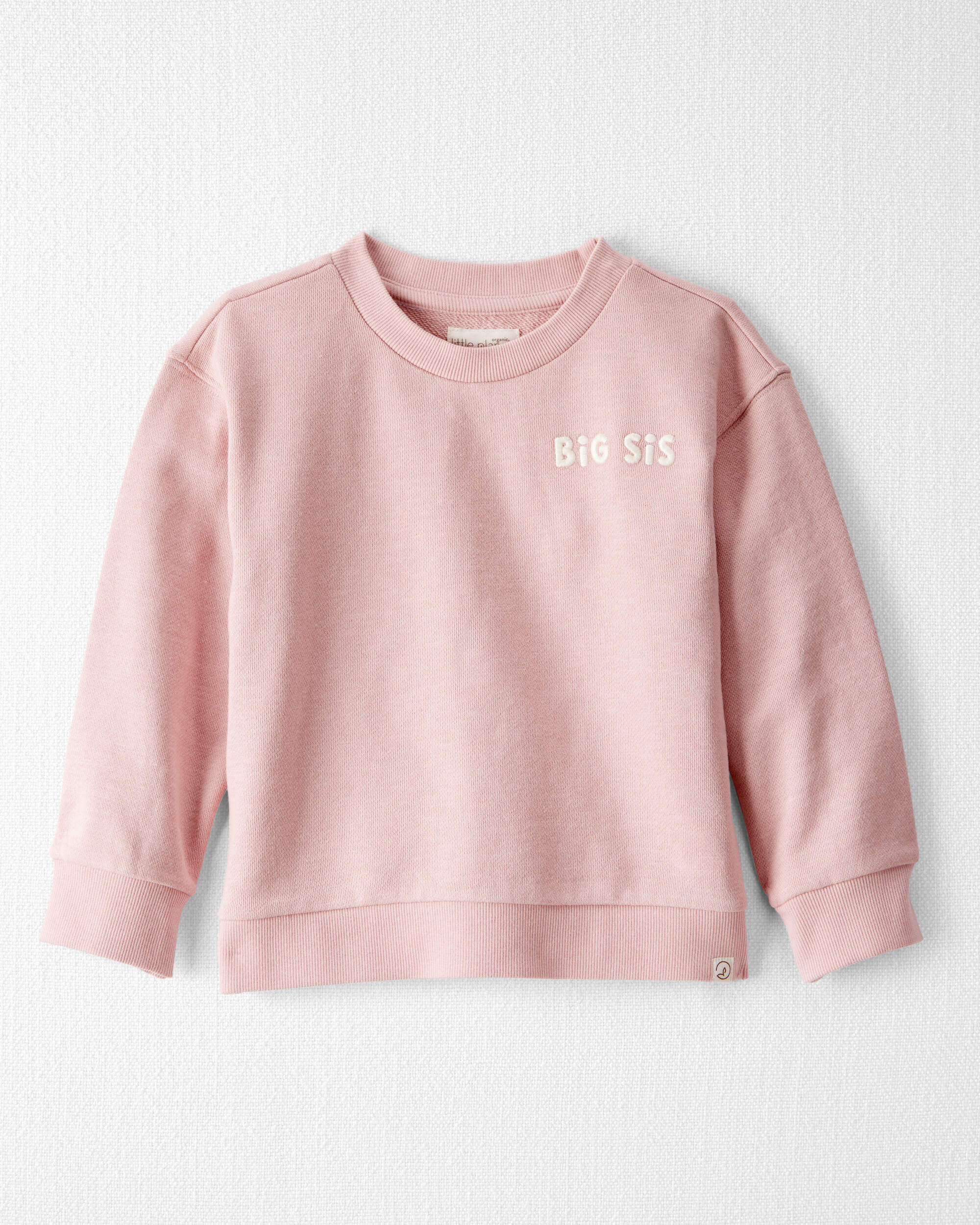 Little Planet Toddler Boys Organic Cotton Big Sis Sweatshirt Toddler Size 2T Perfect Pink 14$