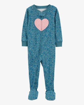 Product image 1 of Toddler 1-Piece Heart 100% Snug Fit Cotton Footie Pajamas
