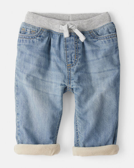 Baby Boy Lined Light Wash Straight Jeans