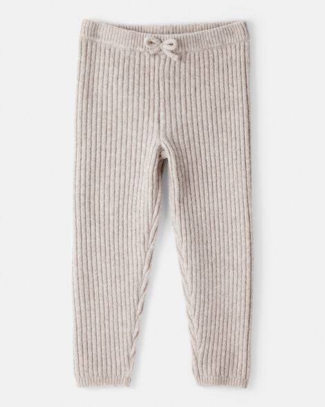 Toddler Girl Ribbed Sweater Knit Pants - Cream