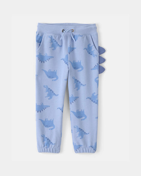 toddler boy dinosaur french terry joggers - blue