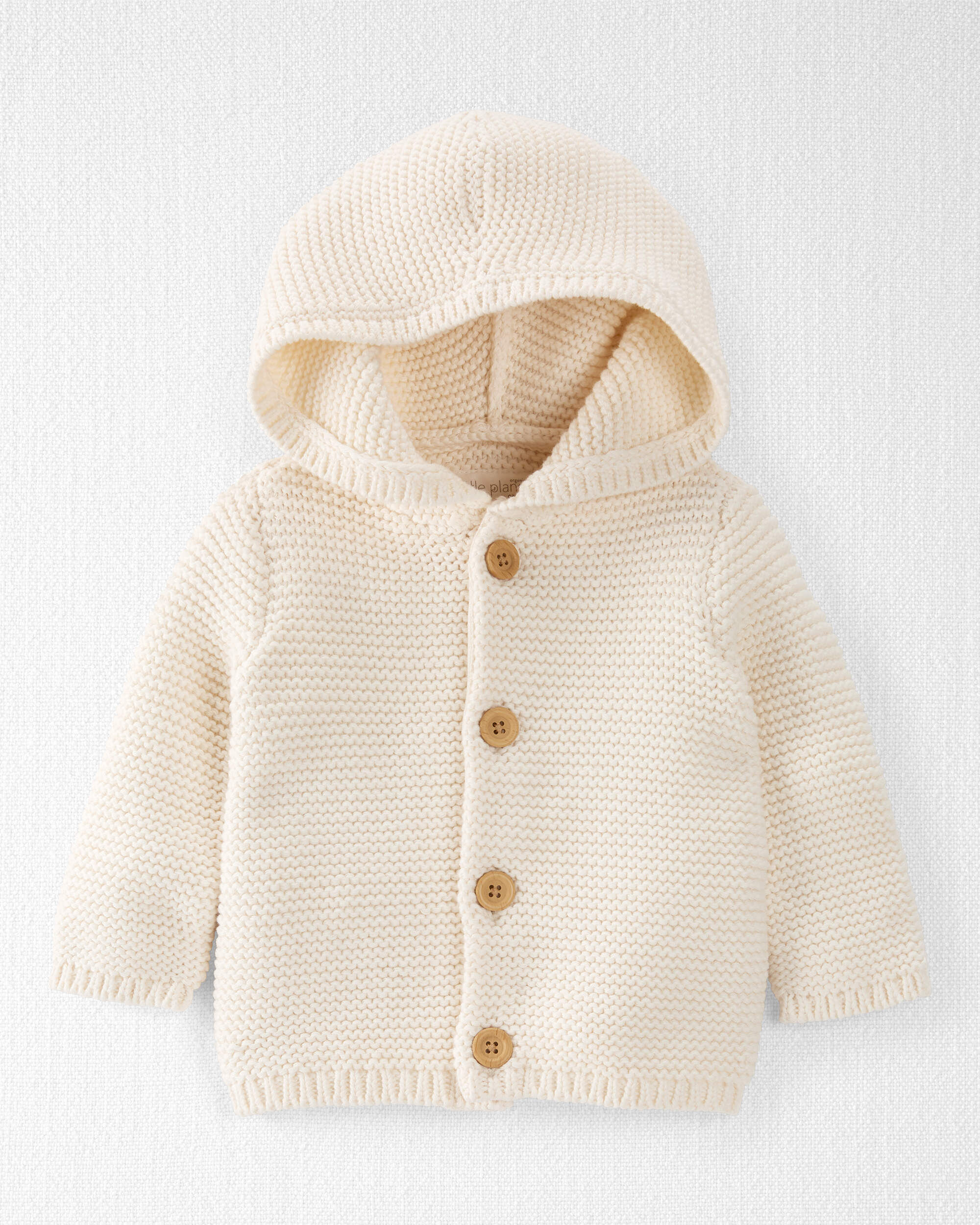 Baby Organic Cotton Signature Stitch Cardigan - Cream
