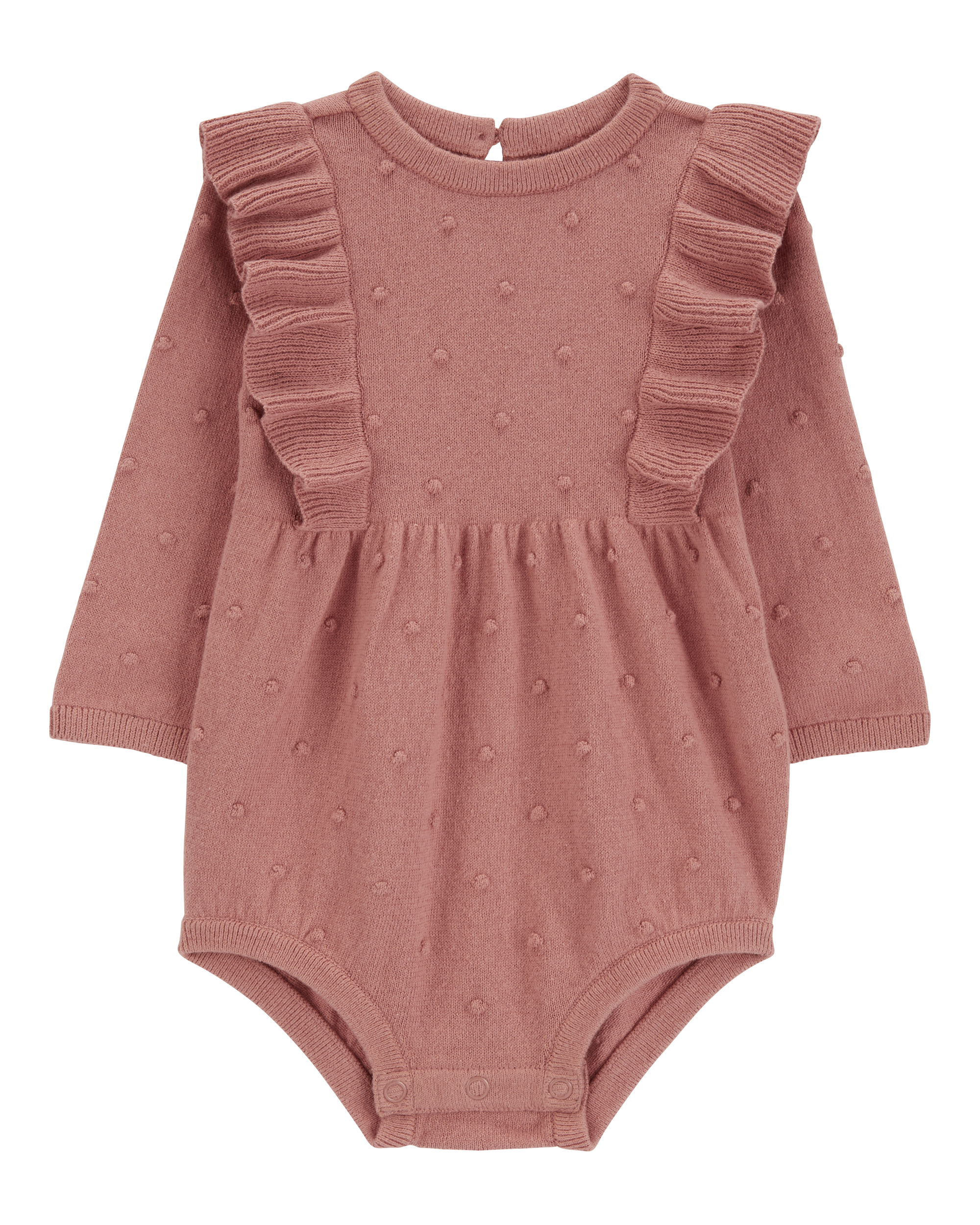 Baby Girl Long-Sleeve Flutter Bodysuit - Pink