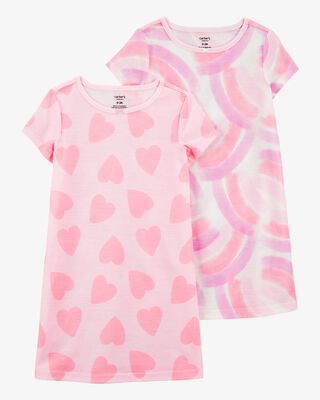 Product image 1 of Kid 2-Pack Rainbow Hearts Nightgowns