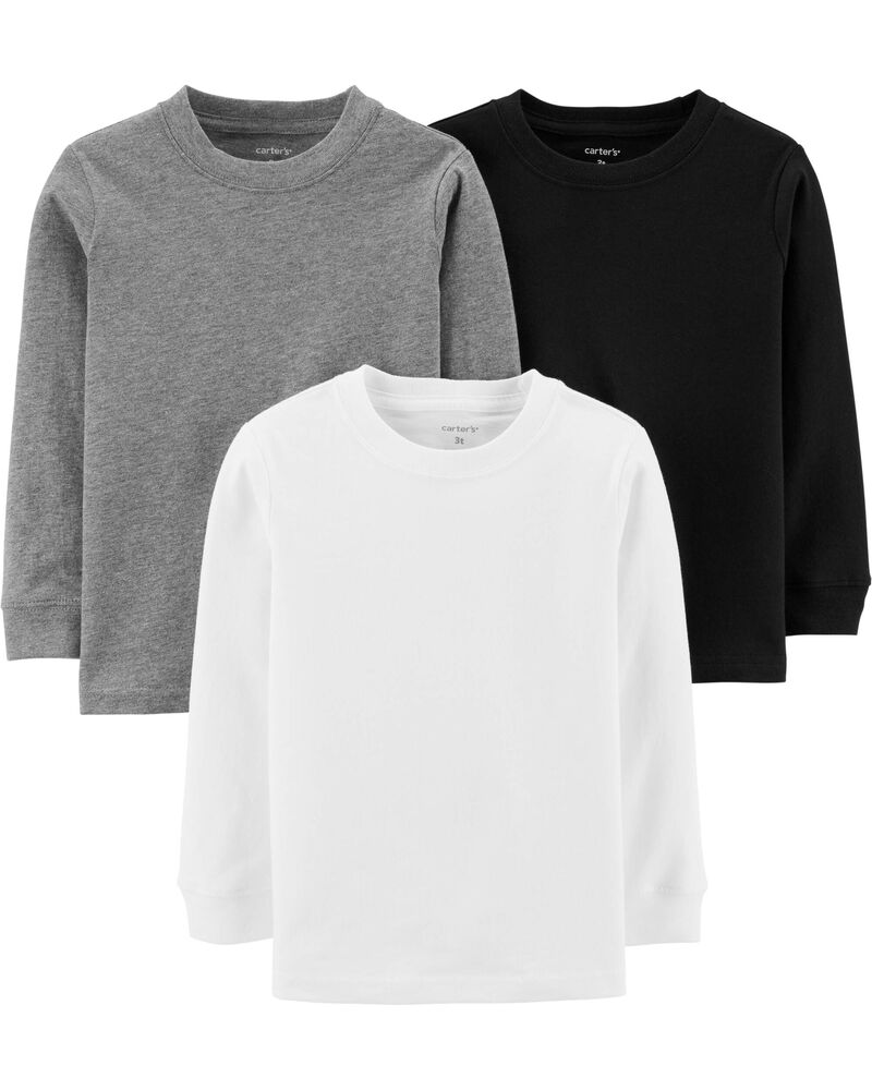 Baby Black Heather 3 Pack Long Sleeve Tees Carters Com