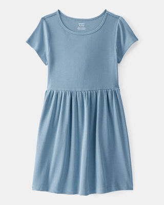Product image 1 of Kid Ribbed Short-Sleeve Dress - Blue