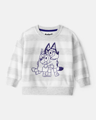 Product image 1 of Baby Boy Bluey Striped French Terry Pullover - Grey