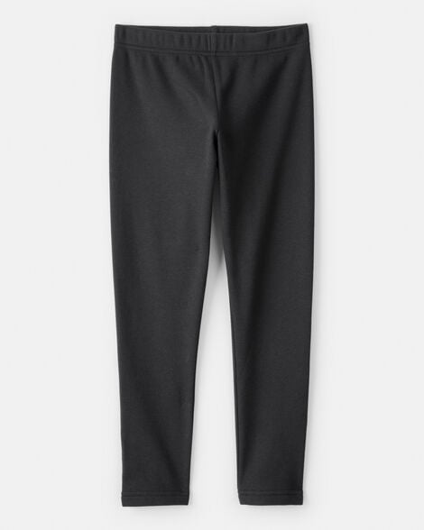 kid cozy fleece pull-on stretch leggings - black