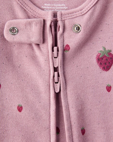 Baby Girl Strawberry Print 100% Cotton Sleep & Play - Pink
