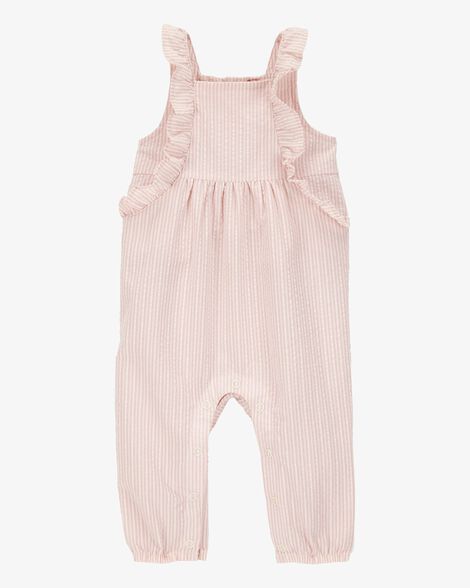  Product image 1 of Baby Striped Seersucker Jumpsuit - Pink