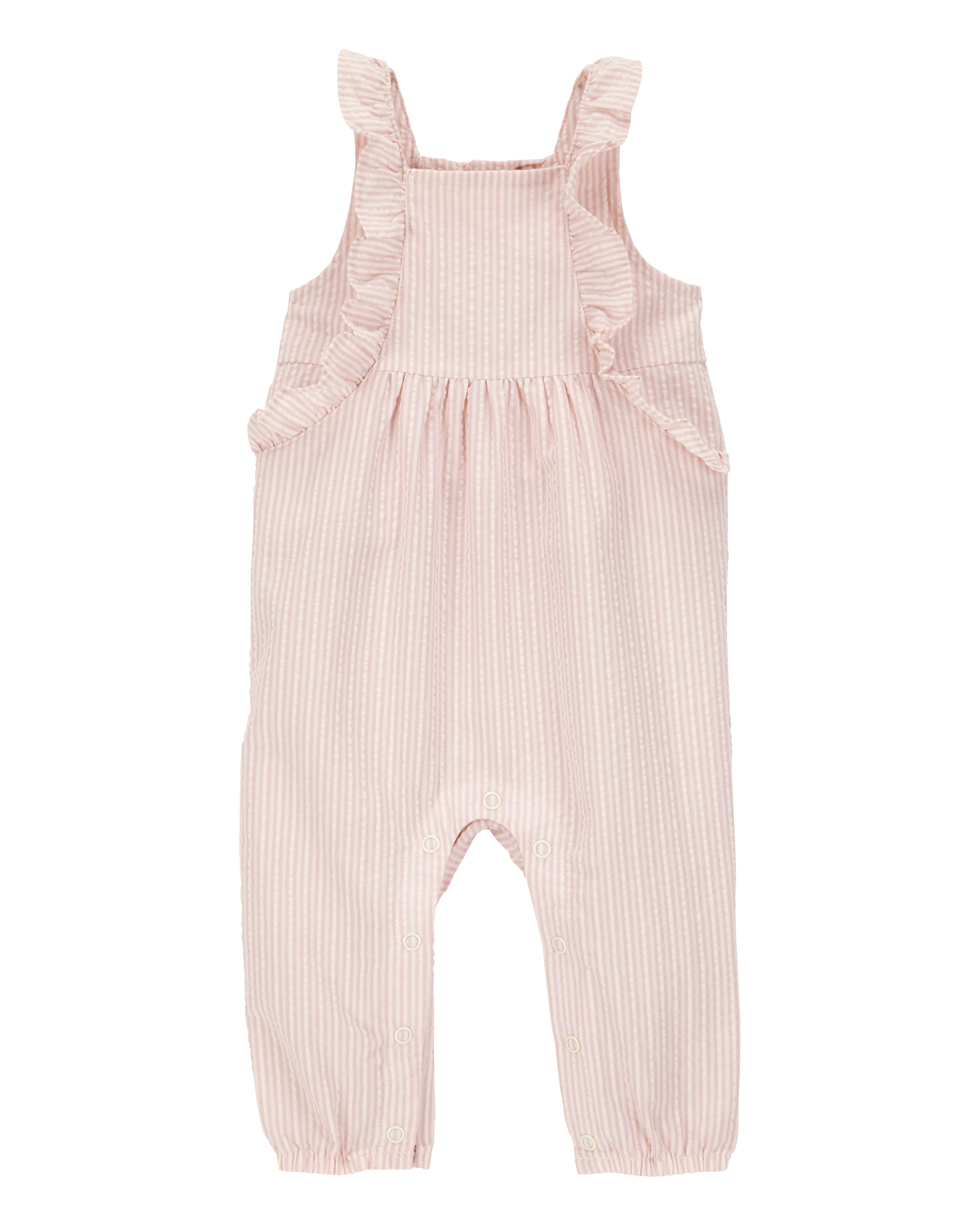 Baby Striped Seersucker Jumpsuit - Pink