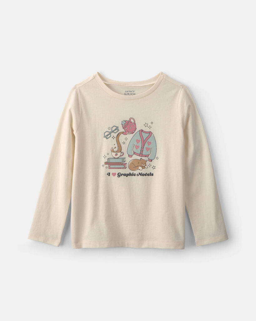 Carter's girls graphic novels long-sleeve graphic tee L Cream